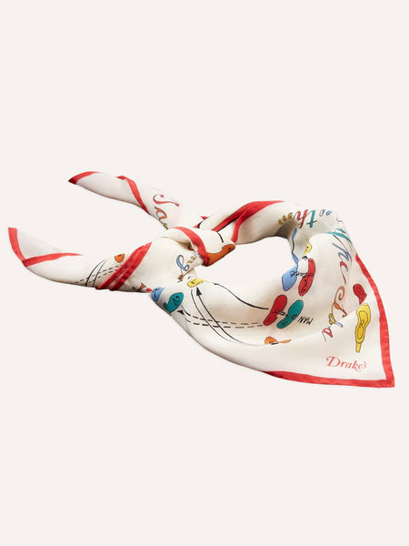 Drake's Dance Steps Print Silk Bandana