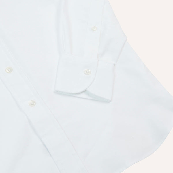Drake's White Cotton Oxford Cloth Button-Down Shirt