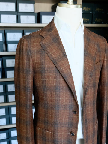 Orazio Luciano Jacket in Rust & Navy Plaid (Loro Piana)