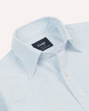 Drake's Light Blue Ticking Stripe Cotton Oxford Cloth Button-Down Shirt