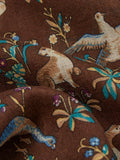 Drake's Brown Unicorn Print Wool-Silk Scarf