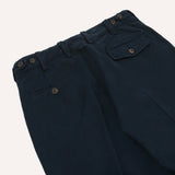 Drake's Navy Heavy Cotton Flat Front Chino