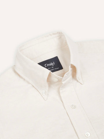 Drake's Cream Cotton Oxford Cloth Button-Down Shirt