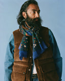 Drake's Navy Birds of Paradise Print Wool Scarf