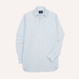 Drake's Light Blue Ticking Stripe Cotton Oxford Cloth Button-Down Shirt