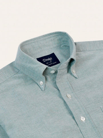 Drake's Green Cotton Oxford Cloth Button-Down Shirt