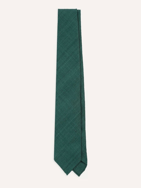 Drake's Green Tussah Hand Rolled Silk Tie