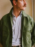 Drake's Olive Herringbone Cotton Jungle Jacket