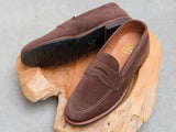 Alden Unlined Penny Loafer in Brown Suede (City Rubber Sole)