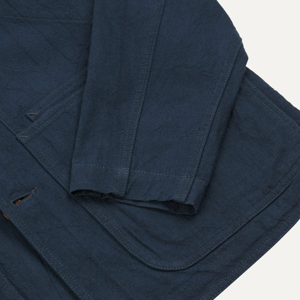 Drake's Navy Cotton-Linen Raglan Work Coat