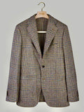 Drake's Beige and Brown Glen Check Wool Jacket