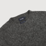 Drake's Charcoal Brushed Shetland Crew Neck Jumper