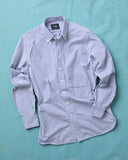 Drake's Blue and White Stripe Button-Down Collar Fob Pocket Shirt