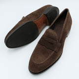 Carmina Shoemaker Penny Loafer in Brown Suede