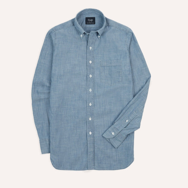 Drake's Light Blue Cotton Chambray Button-Down Shirt