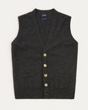 Drake's Charcoal Lambswool Sleeveless Cardigan