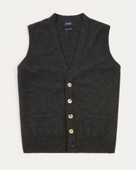 Drake's Charcoal Lambswool Sleeveless Cardigan