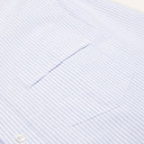 Drake's Light Blue Ticking Stripe Cotton Oxford Cloth Button-Down Shirt