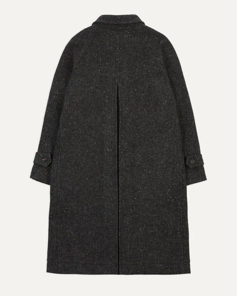 Drake's Grey Flecked Wool Raglan Coat