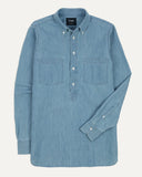 Drake's Stone Wash Cotton Chambray Button-Down Collar Popover Shirt