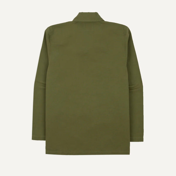 Drake's Green Vintage Cotton Spread Collar Popover Shirt