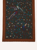 Drake's Brown Birds of Paradise Print Wool Scarf