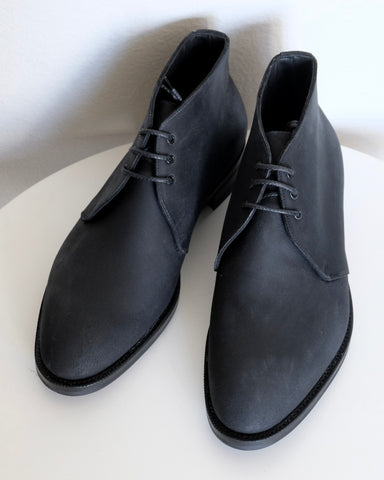 Edward Green Lanark in Coal Black Waxed Suede