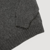 Drake's Charcoal Brushed Shetland Crew Neck Jumper