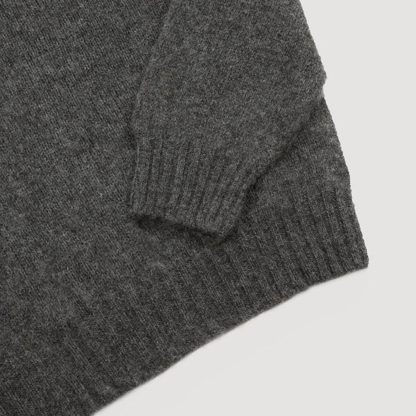 Drake's Charcoal Brushed Shetland Crew Neck Jumper