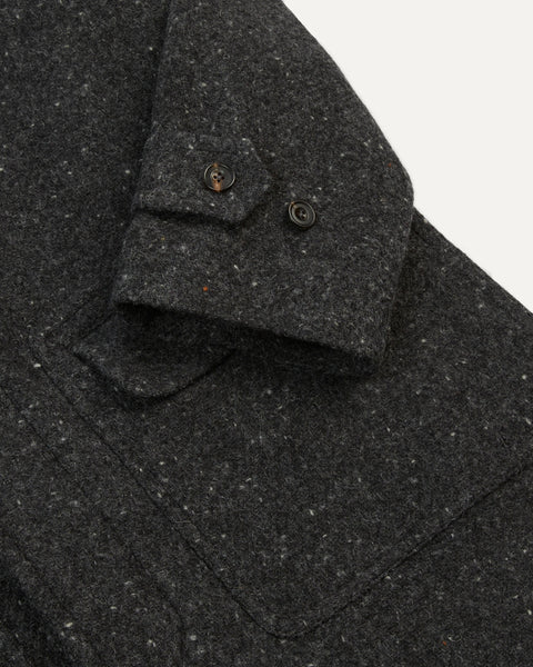 Drake's Grey Flecked Wool Raglan Coat