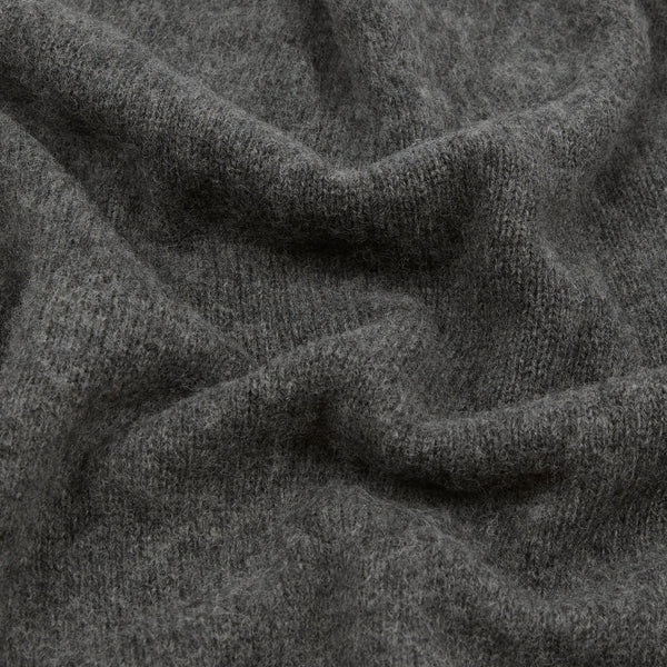 Drake's Charcoal Brushed Shetland Crew Neck Jumper