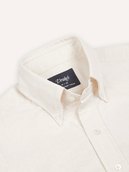 Drake's Cream Cotton Oxford Cloth Button-Down Shirt