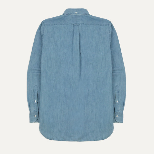Drake's Stone Wash Cotton Chambray Button-Down Collar Popover Shirt