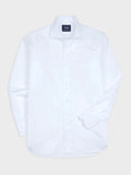 Drake's White Cotton Spread Collar Poplin Shirt