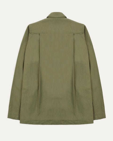 Drake's Green Cotton Twill Military Overshirt