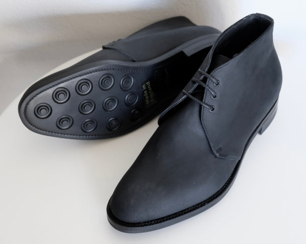 Edward Green Lanark in Coal Black Waxed Suede
