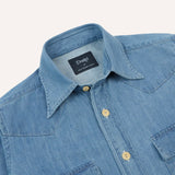Drake's Bleach Wash Denim Two-Pocket Western Shirt