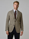 Drake's Beige and Brown Glen Check Wool Jacket