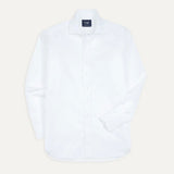 Drake's White Cotton Spread Collar Poplin Shirt