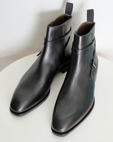 Carmina Shoemaker Jodhpur Boots in Black Utah Hatchgrain