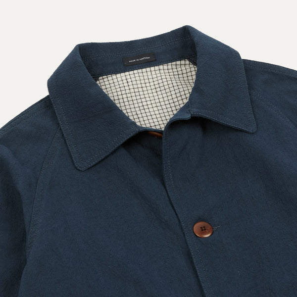 Drake's Navy Cotton-Linen Raglan Work Coat