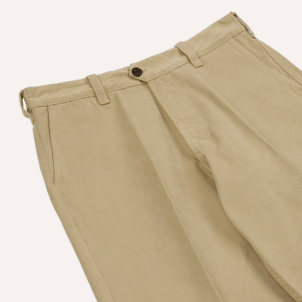 Drake's Sand Heavy Cotton Flat Front Chino