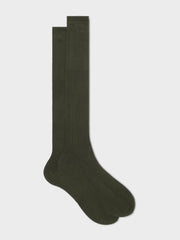 Bresciani Olive Cotton Socks (Mid Calf)