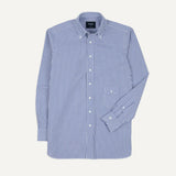 Drake's Blue and White Stripe Button-Down Collar Fob Pocket Shirt