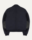 Drake's Navy Wool and Leather A-2 Bomber Jacket