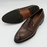 Carmina Shoemaker Penny Loafer in Dark Brown Calf