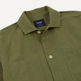 Drake's Green Vintage Cotton Spread Collar Popover Shirt