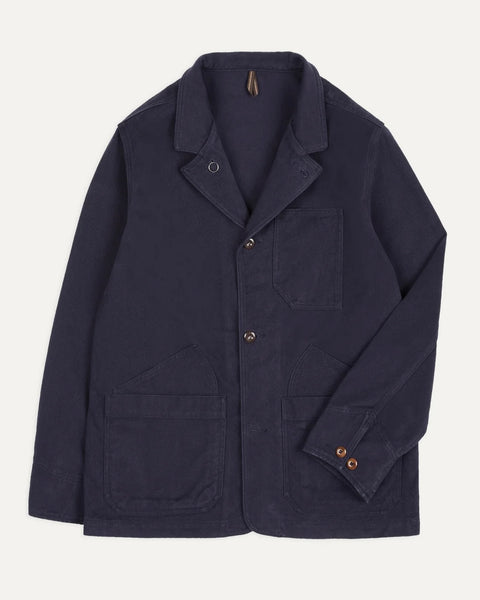 Drake's Navy Cotton Canvas Utility Blazer