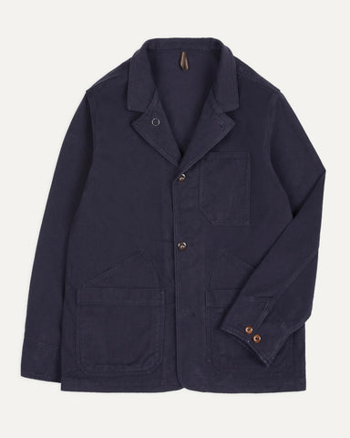 Drake's Navy Cotton Canvas Utility Blazer