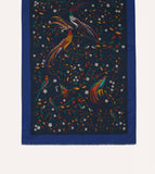 Drake's Navy Birds of Paradise Print Wool Scarf